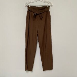 H&M Paperbag Waist Tie Ankle Pants Size 6 Brown